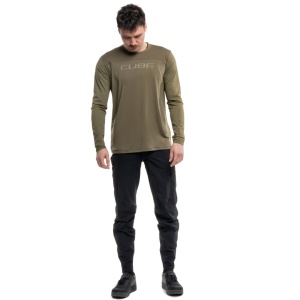 BLUZA CUBE MTB ROUND NECK PRO TM L/S, OLIVE