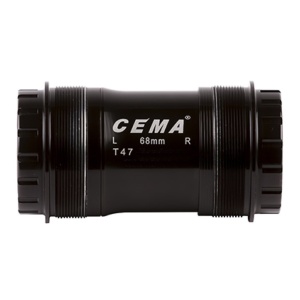 Butuc pedalier CEMA T47, compatibil Shimano, rulmenți oțel inoxidabil, 24 mm, M47 x 1.0, 68/73 mm, negru