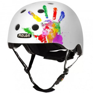 Casca ciclism Melon Handprint, alb/ multicolor