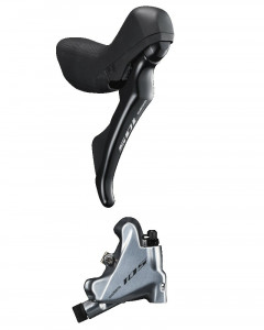 Frana pe disc Shimano 105 ST-R7020(R) BR-R7070(R) hidraulica pt. montura 25mm placute resin (cu aripioare de racire) furtun SM-BH90 1700mm argintiu