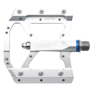 Pedale platforma HT Components AE05, ax titan, corp aluminiu prelucrat CNC, 20 pini per pedala, argintiu