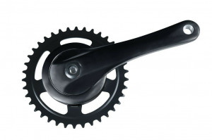 Pedalier aluminium Rock black 170mm, 38T. SQUARE WITH COVER PLATE