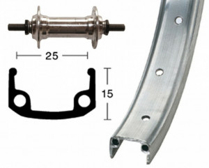 Roata fata 24x1.9 Alu-Hub si., 36L, NT Aluminiu-boxrim si.