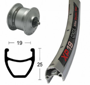 Roata fata 28x1.75 Hub Dynamo NX-33 QR 36L Exal XP-19