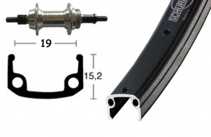 Roata spate 28x1.75 Nut starr36L. Aluminiu-Sport black/pol. Niro-Spokes