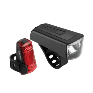Set Far AXA Battery Light Dwn Set 100 Dwn 100 Front- And Dwn Rear Light, USB