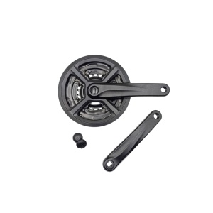 Angrenaj pedalier, Prowheel TA-CM05, aluminiu, negru, 170mm, 3x7/8 pinioane, Foi otel 24/34/42T, cu protectie plastic neagra, OEM