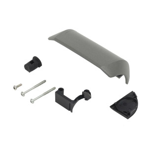 Battery holder kit, platinum, incl. 1 x thread forming screw 3.5x12, 2 x thread forming screw 3.5x42, spring stop and protective cap for charging socket