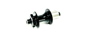 Butuc spate Quanta M4ZR, alu, 36H, M12x142mm, 4 rulmenti, caseta Shimano, Cr-Mo 8/9/10/11pinioane, frana disc (6suruburi) negru, OEM