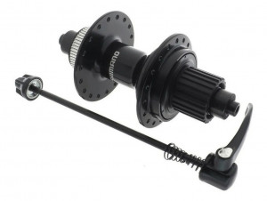 Butuc spate Shimano FH-MT401, 28H, 12 vit., old 135mm, QR 168mm negru, pt. rotor center lock