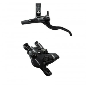 Frana pe disc fata set asamblat Shimano J-KIT, BL-M4100(L), BR-MT410(F), fara adaptor, placute resin, furtun SM-BH59-SS 1000mm negru