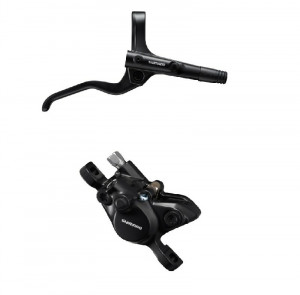 Frana pe disc set asamblat Shimano BL-MT201(R), BR-MT200(F), levier aluminiu, fara adaptor, placute resin, furtun SM-BH59-SS 1000mm negru, incl. oliva & insertie conectare, negru, ambalat ind.