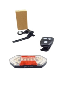 Lumina spate / Stop, cu indicator directie (semnalizare) si telecomanda, BRIVIGA (Eastpower) EBL-367, plastic, 3 moduri + semnal stg/dr, incarcare USB typeC, fixare tija sa, negru, AM