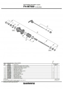 Quick release complet Shimano FH-M7000 173mm (6-13/16")