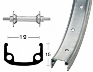 Roata fata 16" 305-19 Aluminiu, 20L. si. Hub Steel, Spokes Zinc