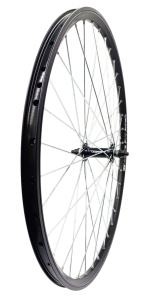 Roata fata Remerx Dragon 650B 27.5x19 dubla, simplu capsata, neagra, valva Av, 36 spite Sapim zinc, butuc alu Quando A14F, negru, ax cu piulite