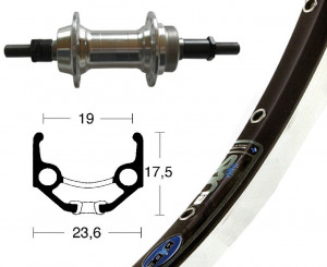 Roata spate 28x1.75 sc.gear ring 6/7f.silver, 36H, Rigida Zac 19