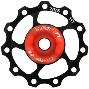 Rotita schimbator spate, alu 'pe rulmenti' Sunrace SP880, 11T, neagra cu saibe rosii, AM