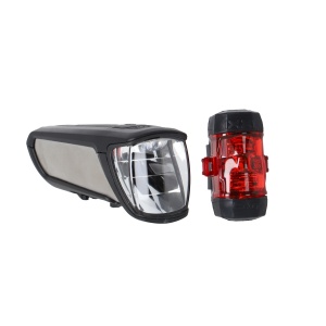 Set lumini LED B&M Ixon Core 2/Ixxi, Negru/Argintiu