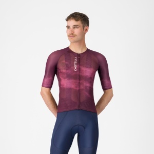 Tricou cu maneca scurta CASTELLI Climbers A/C, pentru barbati, Alb/Bordo