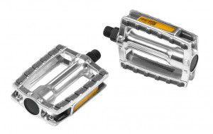 Alu pedal Ergotec 658 XXL silver/grey, 9/16", with reflectors