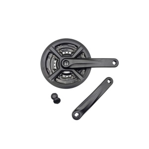 Angrenaj pedalier, Prowheel TY-CM03, Aluminiu, negru, 170mm, foi 28/38/48T otel, pentru 7/8pinioane, Protectie lant plastic, OEM