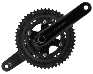 Angrenaj Shimano 105 FC-R7100 52x36T, 175mm, 12 viteze, Hollowtech 2, Fără butuc pedale, Negru.