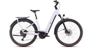 Bicicleta Electrica CUBE, KATHMANDU Hybrid ONE 600 Easy Entry, PolarWhite BLACK 2025 - 28"