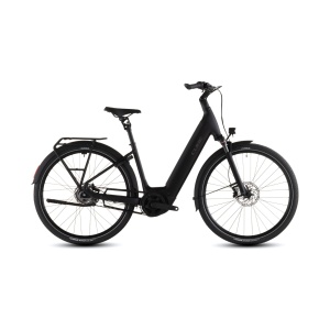 Bicicleta Electrica Cube SUPREME RT HYBRID DELUXE EX 600 EASY ENTRY, Black CHROME, 2026 – 28"