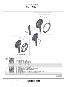 Brat pedalier Shimano FC-TX801 stanga 175 mm negru