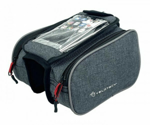 Geanta Velotech Touch smartphone, 3 compartimente, montare cadru, gri