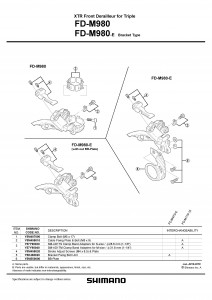 Placa butuc pedalier Shimano FD-M980-E
