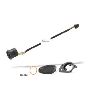 PowerTube charging socket kit, incl. cable 340 mm 1270016033, holder 1270015654, protective cap 1270016725 2x countersunk bolt 3x14, 1x O-Ring 23x1,5