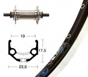 Roata fata 28x1.75 Aluminiu hub silver Starr 36h Rigida Zac 19
