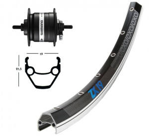 Roata fata 28x1.75 dynamo hub,36 ho ZX 19, fixed axle