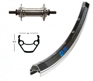 Roata fata 28x1.75 NFL-Nut 36L. Exal ZX 19 black/pol. Niro-Spokes