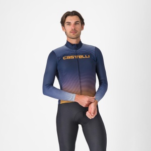 Tricou cu maneca lunga CASTELLI Apice Thermal, Albastru Belgian/Portocaliu