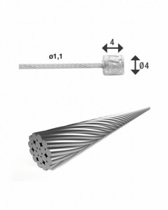 XLC shift inner cable ? 1.1/ 3,000mm 1 nipple ?4x4mm