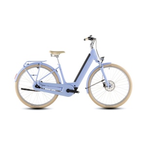 Bicicleta Electrica Cube ARUBA HYBRID 600 EASY ENTRY, Blueblossom CREME, 2026 – 26"