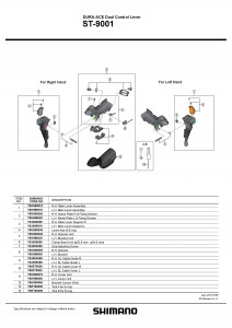 Capac maneta Shimano ST-9001 dreapta & suruburi