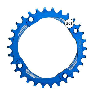 Foaie angrenaj Funn Solo Narrow-Wide, Alu.7075, 30T, BCD 104mm, cu suruburi extra lungi, ptr 10-11vit, albastra, AM