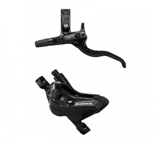 Frana pe disc fata set asamblat Shimano J-KIT, BL-M4100(L), BR-MT410(F), fara adaptor, placute resin, furtun SM-BH59-SS 1000mm negru