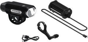 Lumină față cu baterie externă Lezyne Deca 1200 StVZO Loaded Kit, negru