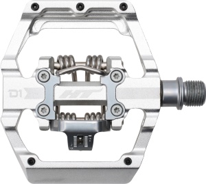 Pedale HT Components D1 Duo, platformă + clipless, Argintiu