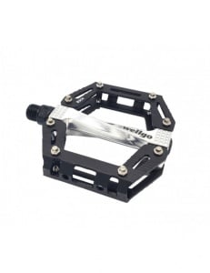 Pedale Wellgo B304, alu, rulmenti, cuie schimbabile, argintiu / negru anodizat, 355gr, AM