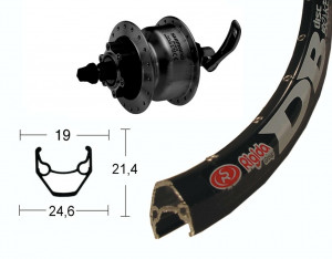 Roata fata 28" DH 3D30 6 holes, SSP 36 h. ZAC 2000 Disc