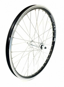 Roata fata Remerx Dragon 406x19 dubla, butuc Sunrace HBM45F argintiu, ax cu piulite