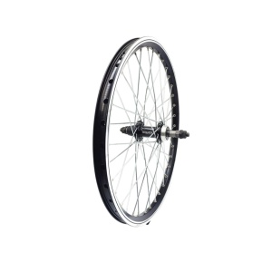 Roata spate Remerx Dragon 406x19 dubla, simplu capsata, neagra, Valva AV, 36 spite Sapim zinc, butuc alu Quando A51R, negru, ax cu piulite