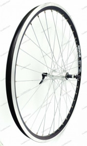 Roata spate Ryde Snyper 559x17, dubla, simplu capsata, neagra, spite Sapim zinc, butuc alu Bitex A773, argintiu, ax cu excentric