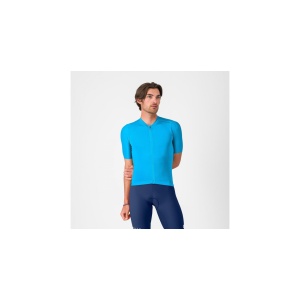 Tricou cu maneca scurta Castelli Espresso 2, pentru barbati, albastru neon